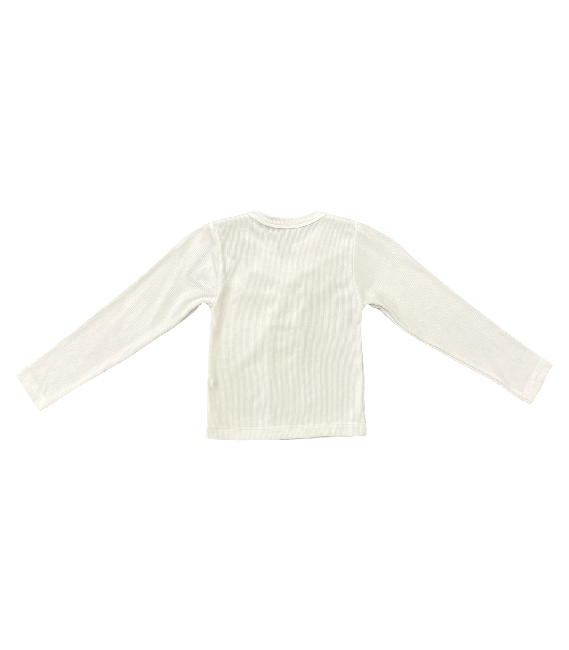 Ruffle Bow Ribbed Long Sleeve Shirt