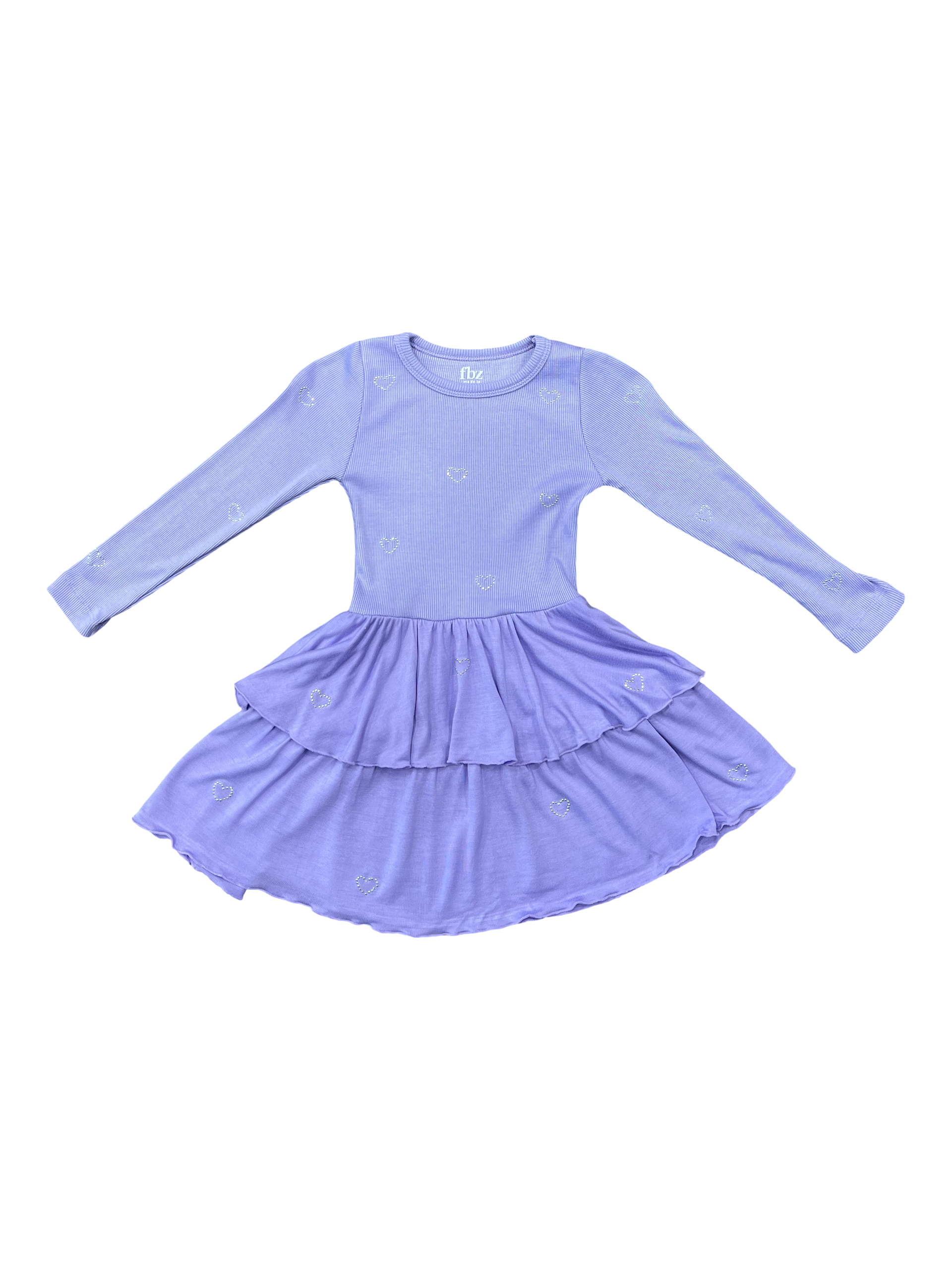 Allover Studded Hearts Ruffle Dress