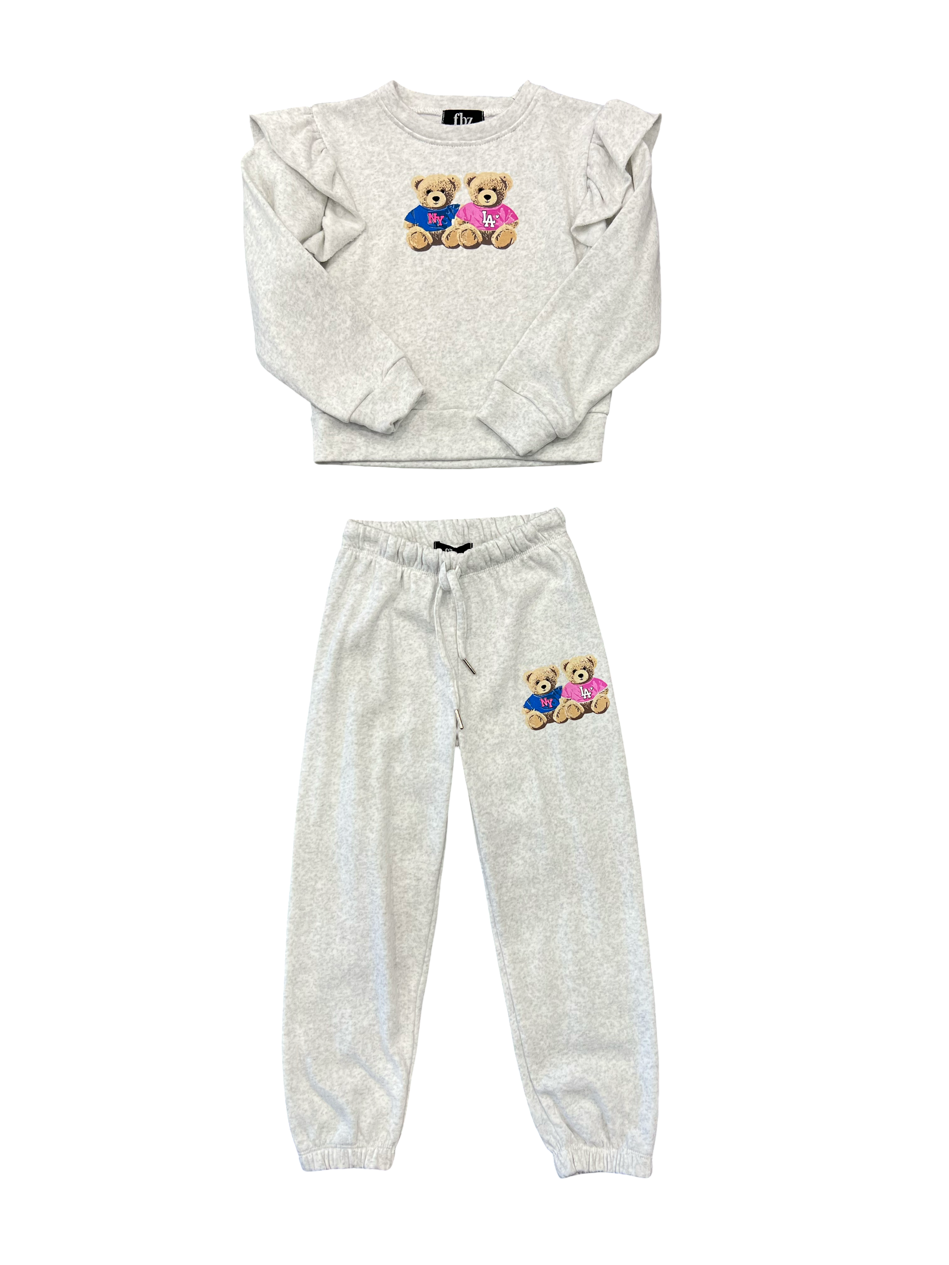 Misty Grey NY/LA Bears Ruffle Sweats Set
