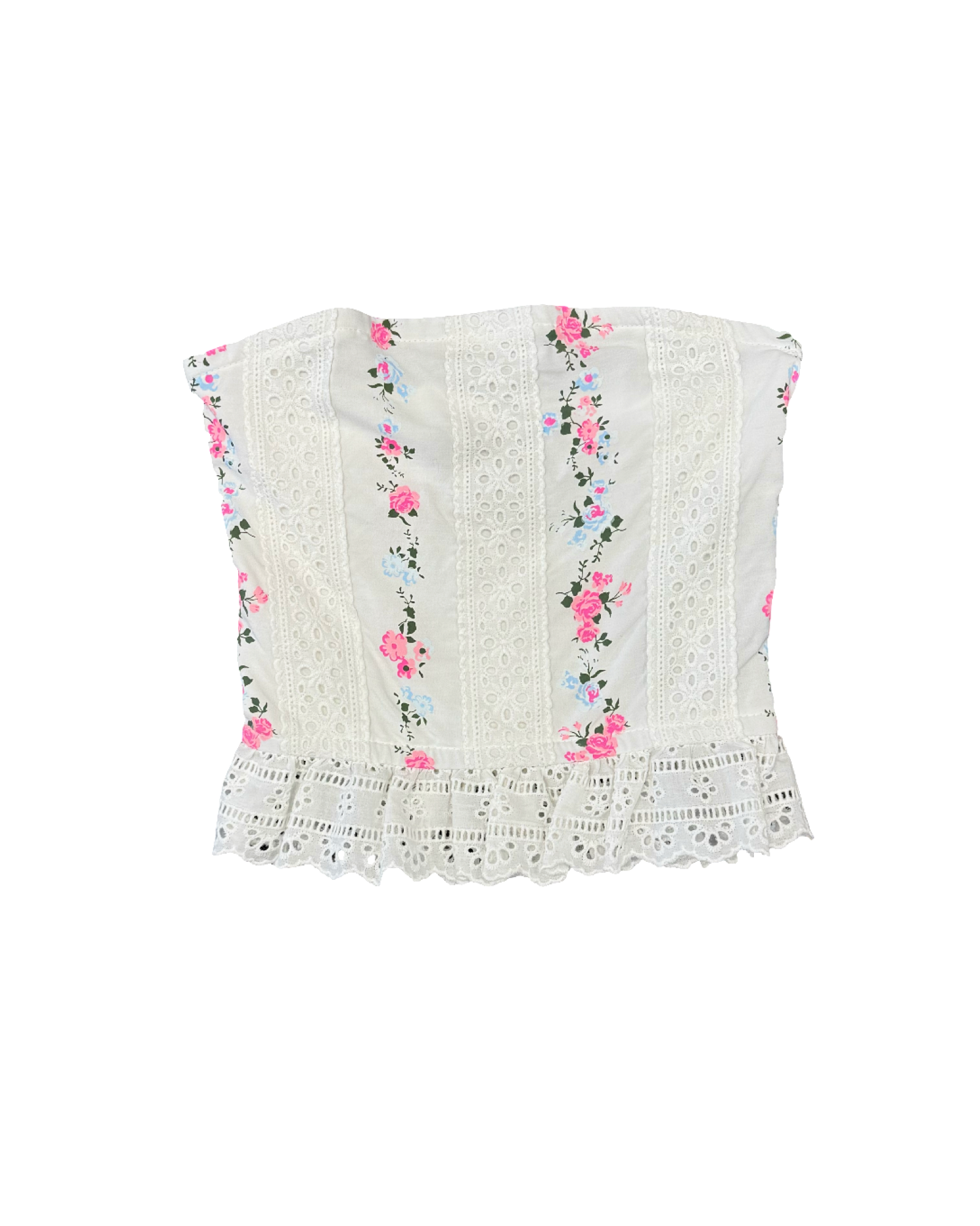 Girls Floral Detail Lace Trim Tube Top