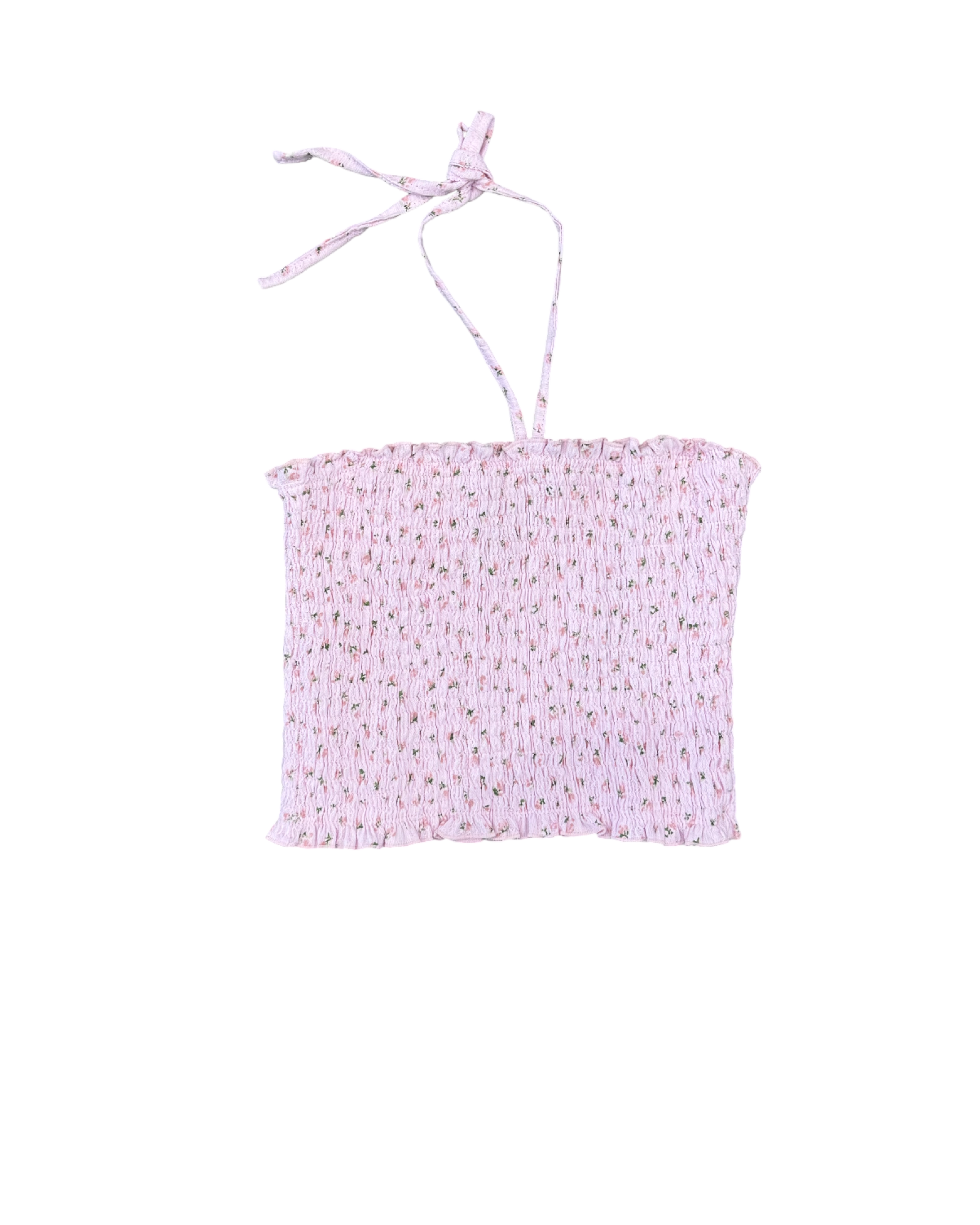 Girls Pink Rose Floral Smocked Top