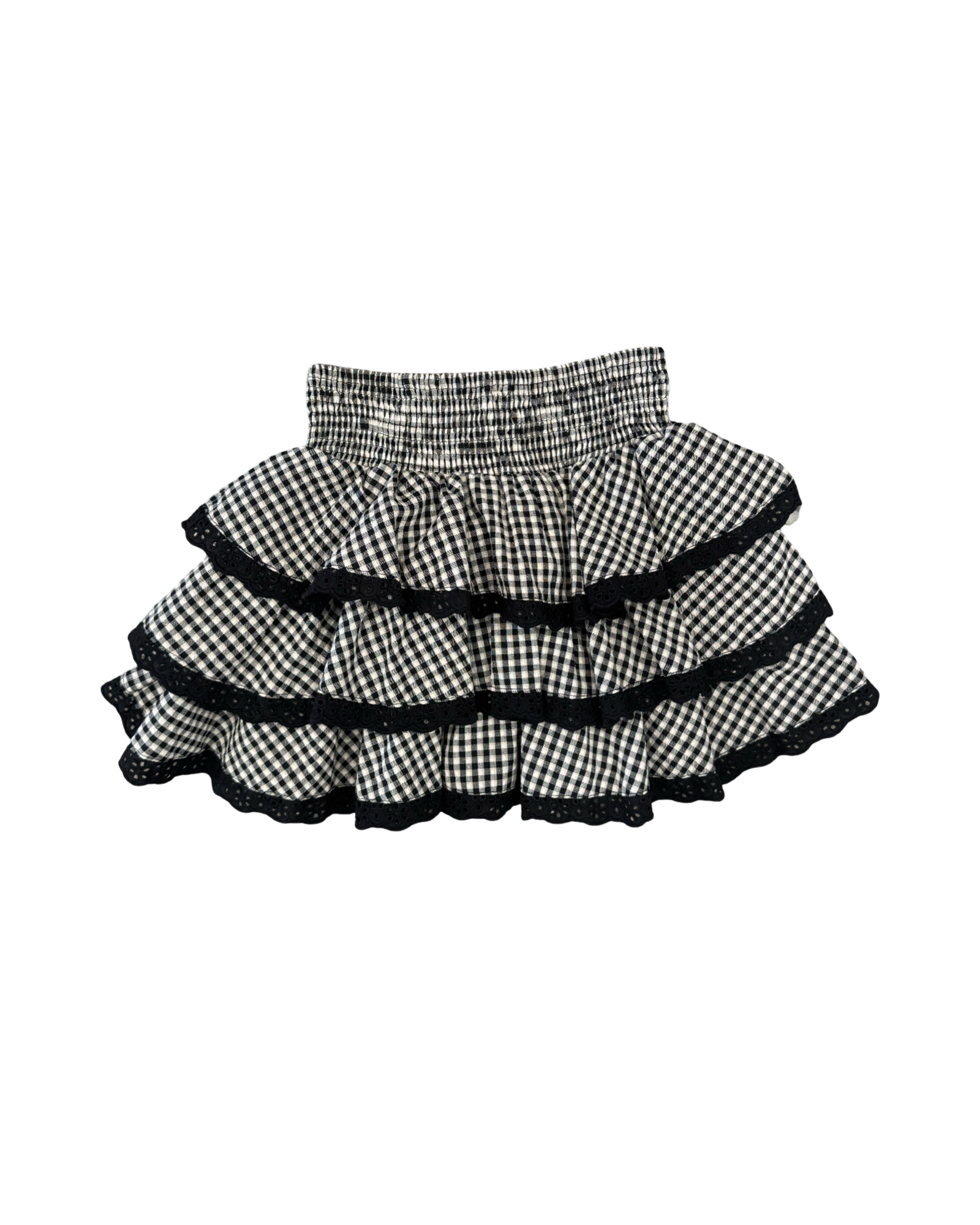 Girls Gingham Eyelet Ruffle Skirt