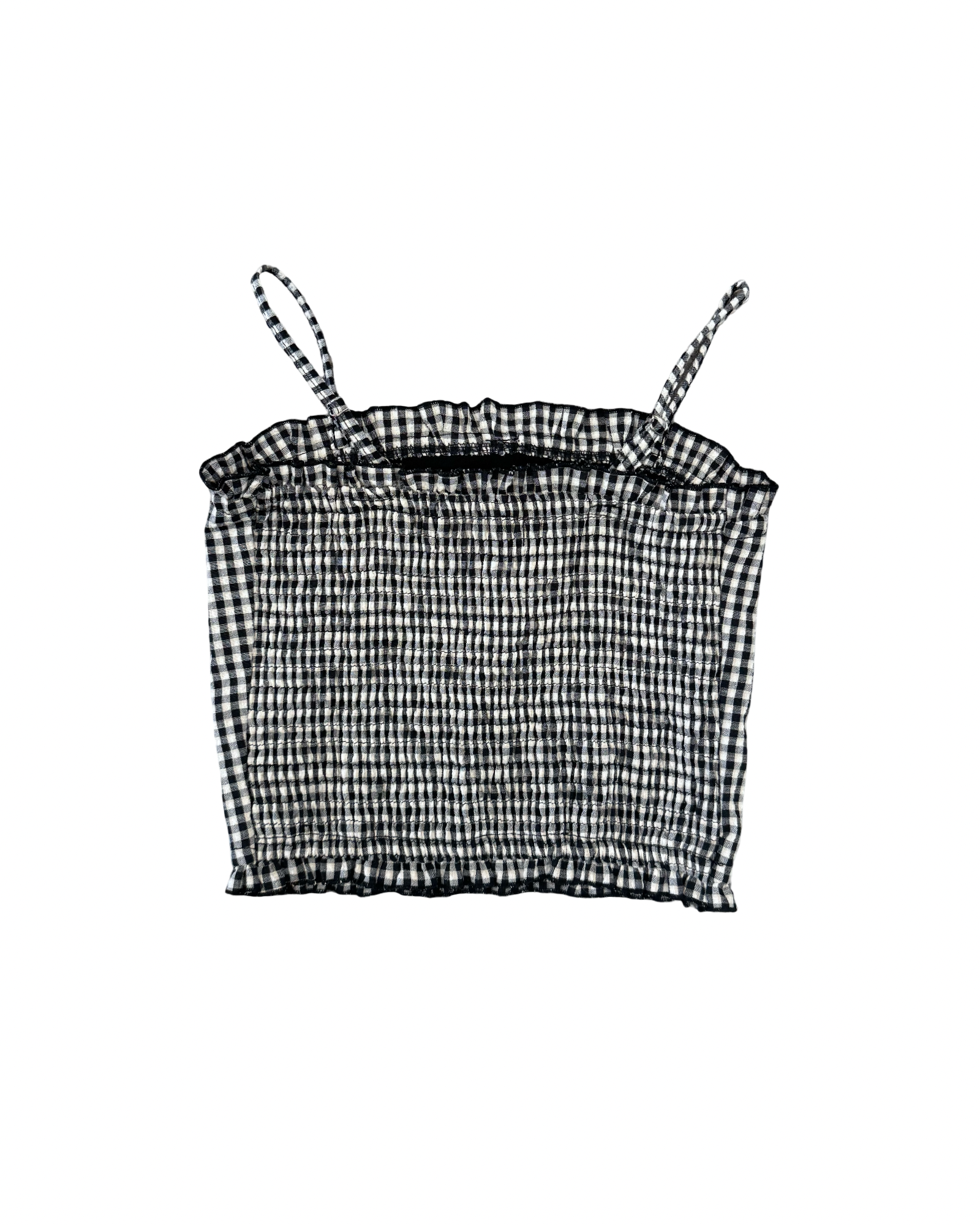 Girls Gingham Bow Front Ruffle Cami