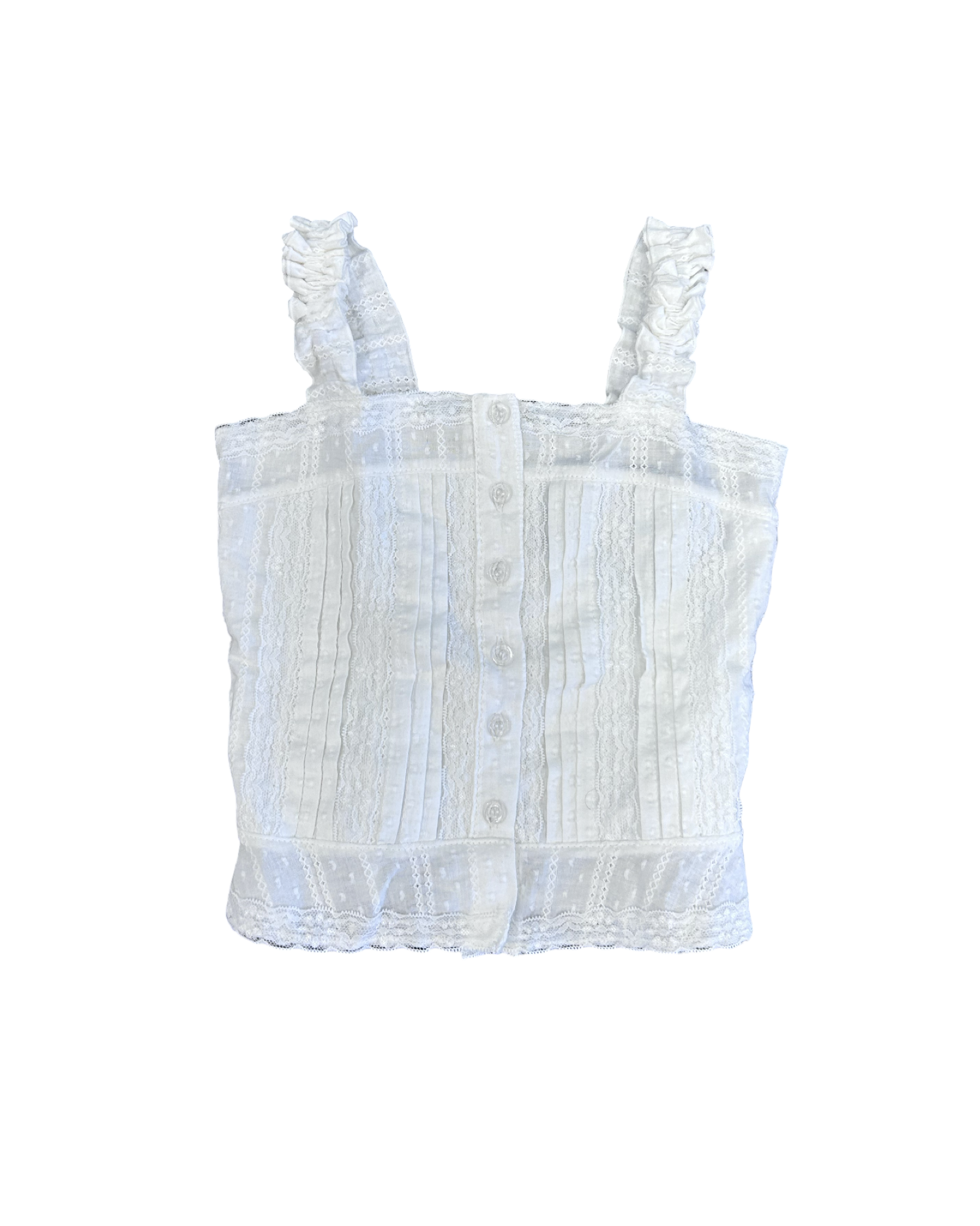 Girls Lace Button Front Tank