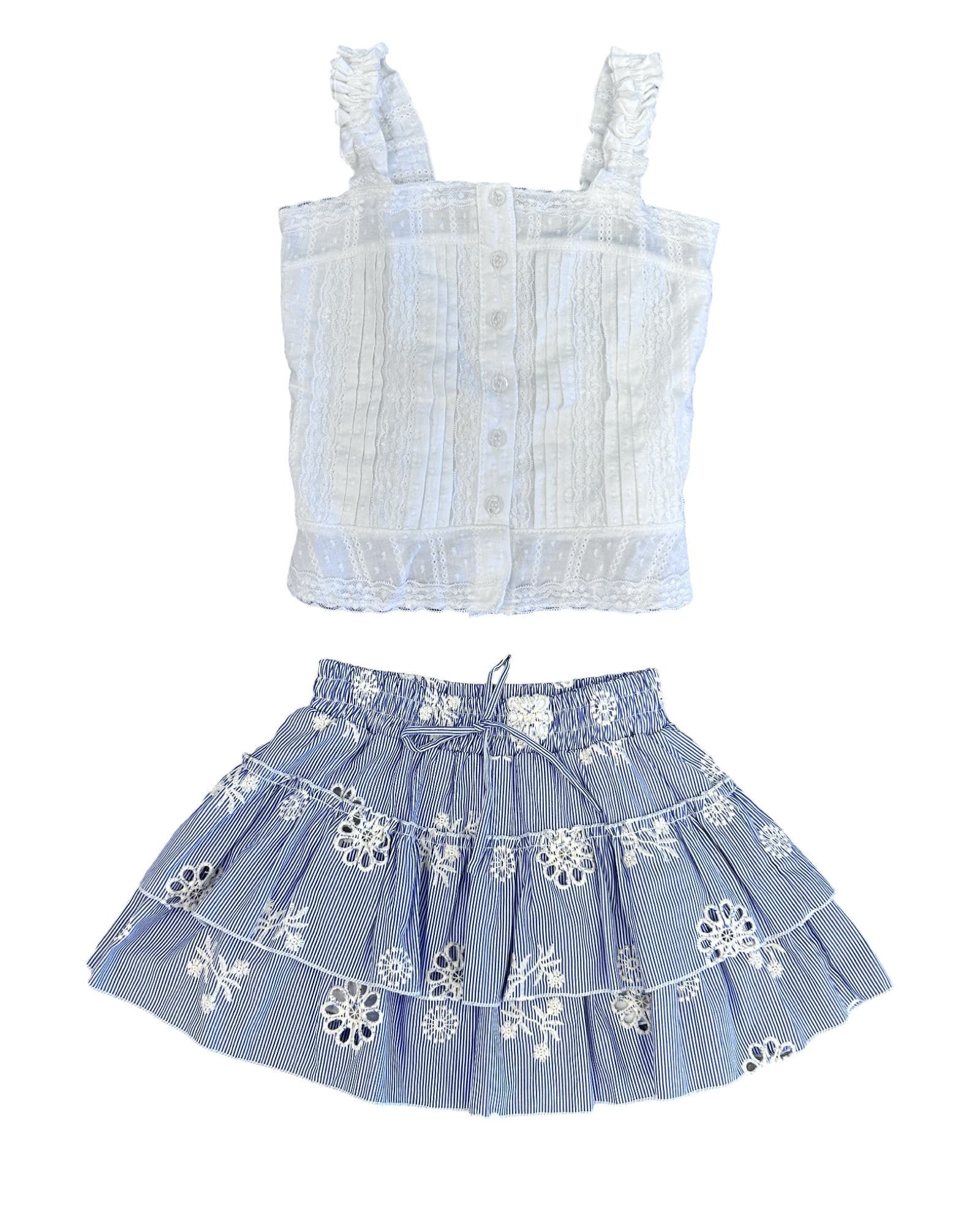 Girls Floral Eyelet Ruffle Skirt