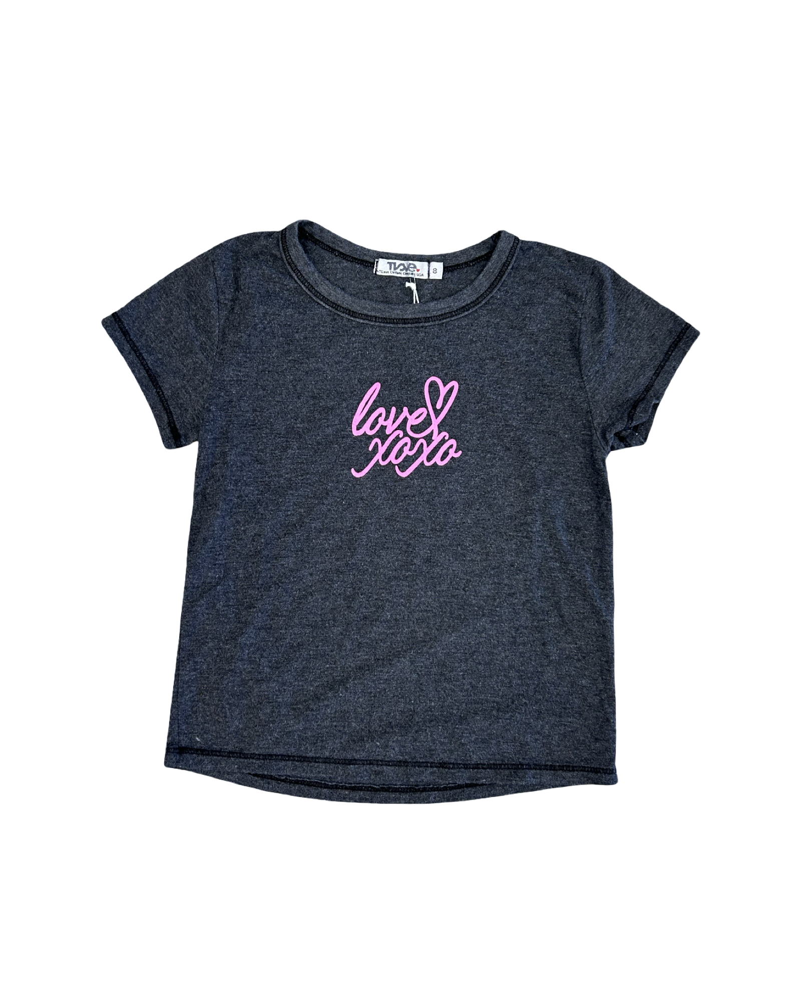 Girls Washed Black Love XOXO Tee