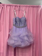 Jovani 3099 Embellished Belt Strapless Short Dress