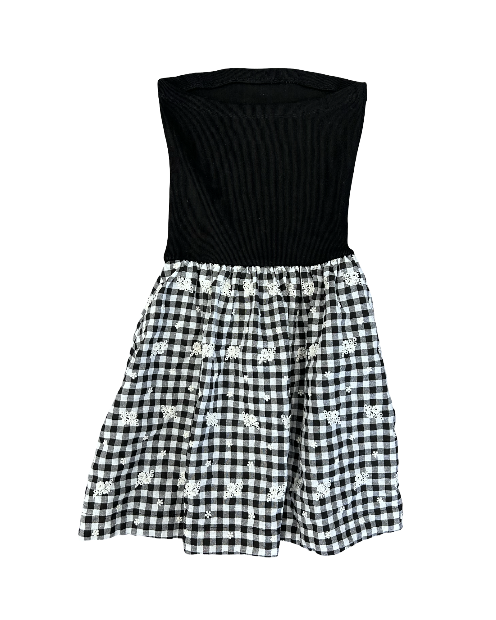 Girls Strapless Gingham Dress