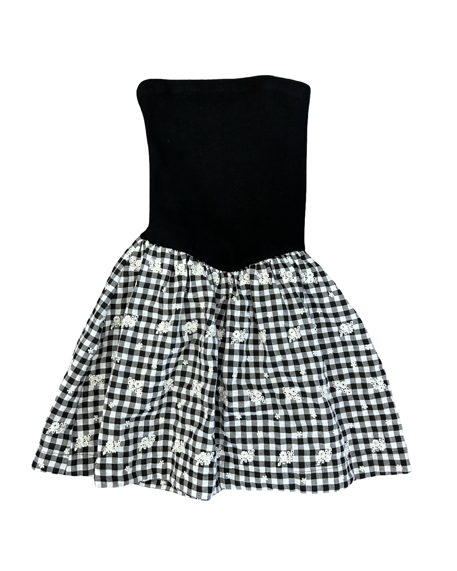 Girls Strapless Gingham Dress