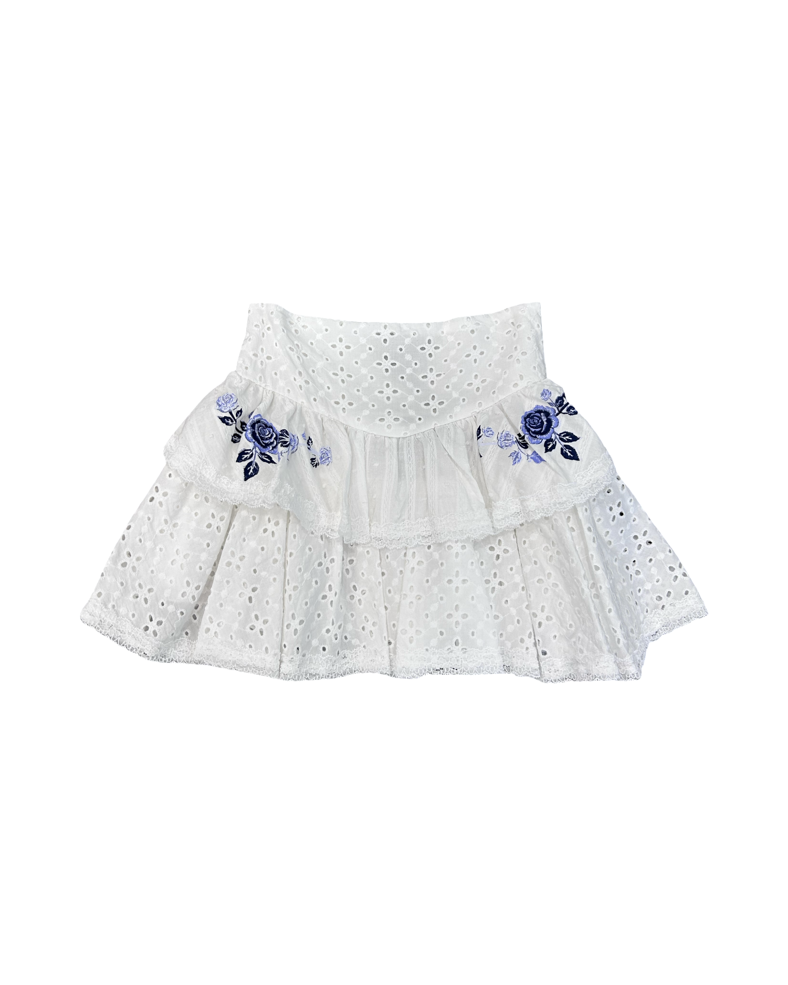 Girls White Eyelet Ruffle Skirt
