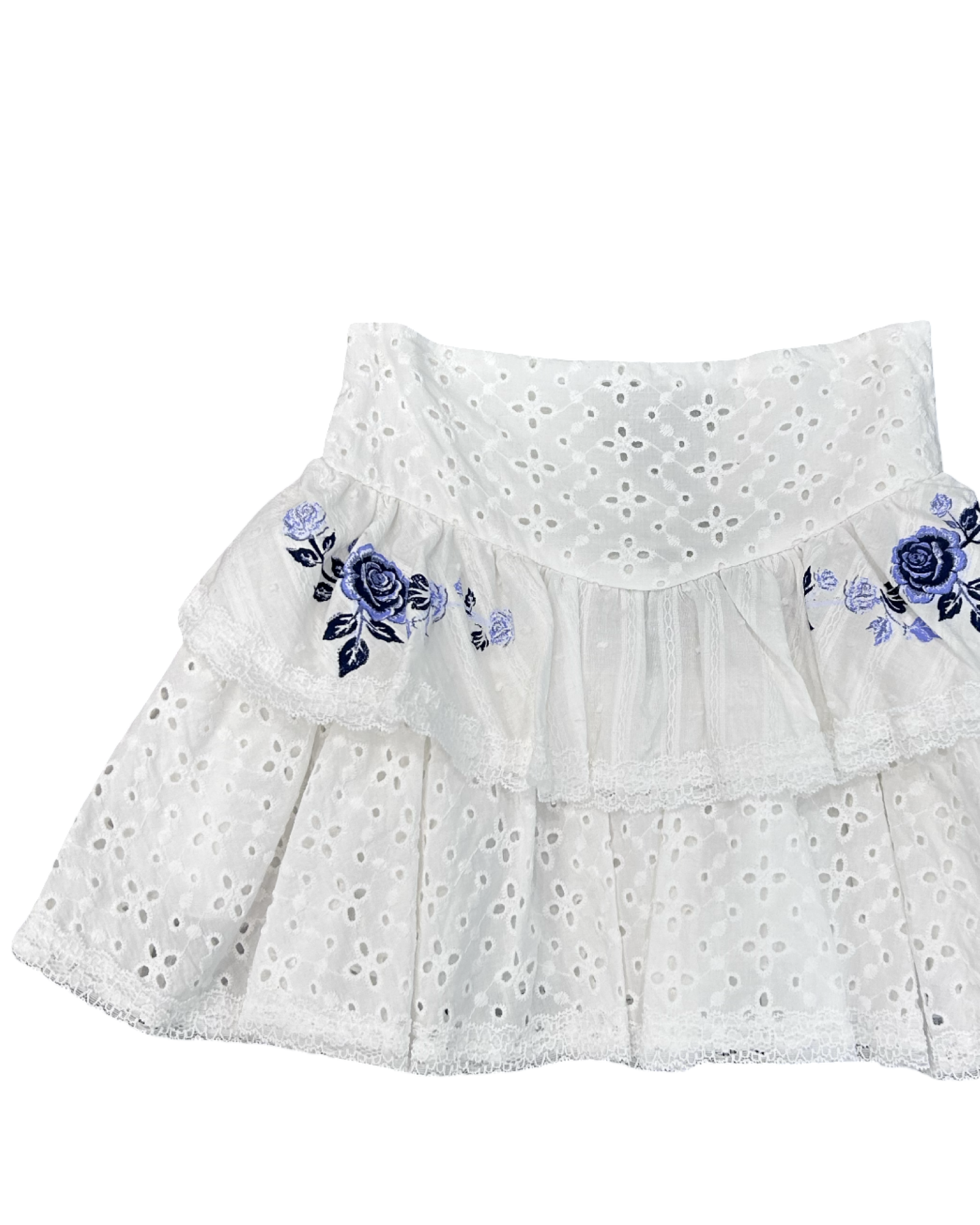 Girls White Eyelet Ruffle Skirt