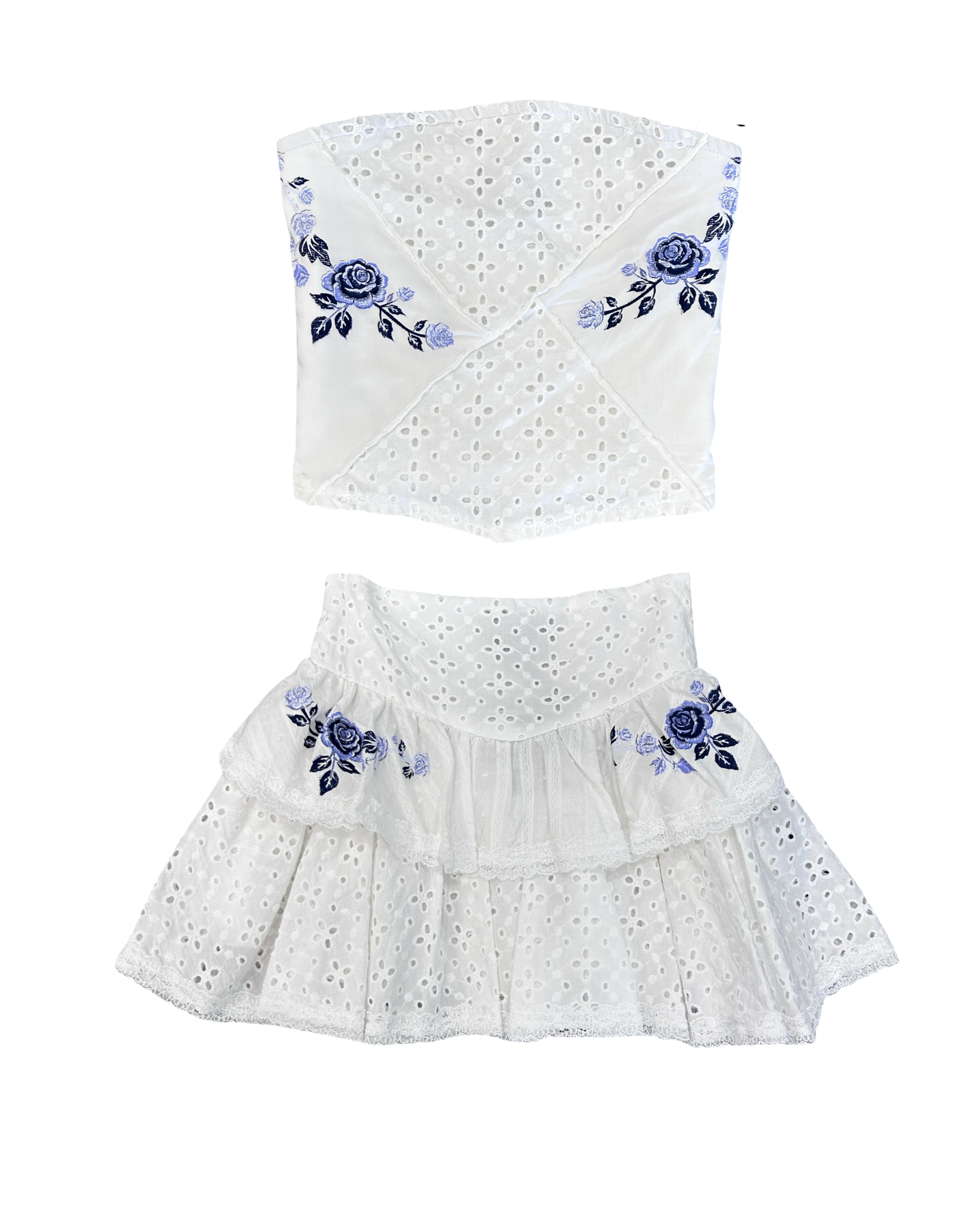 Girls White Eyelet Strapless Top