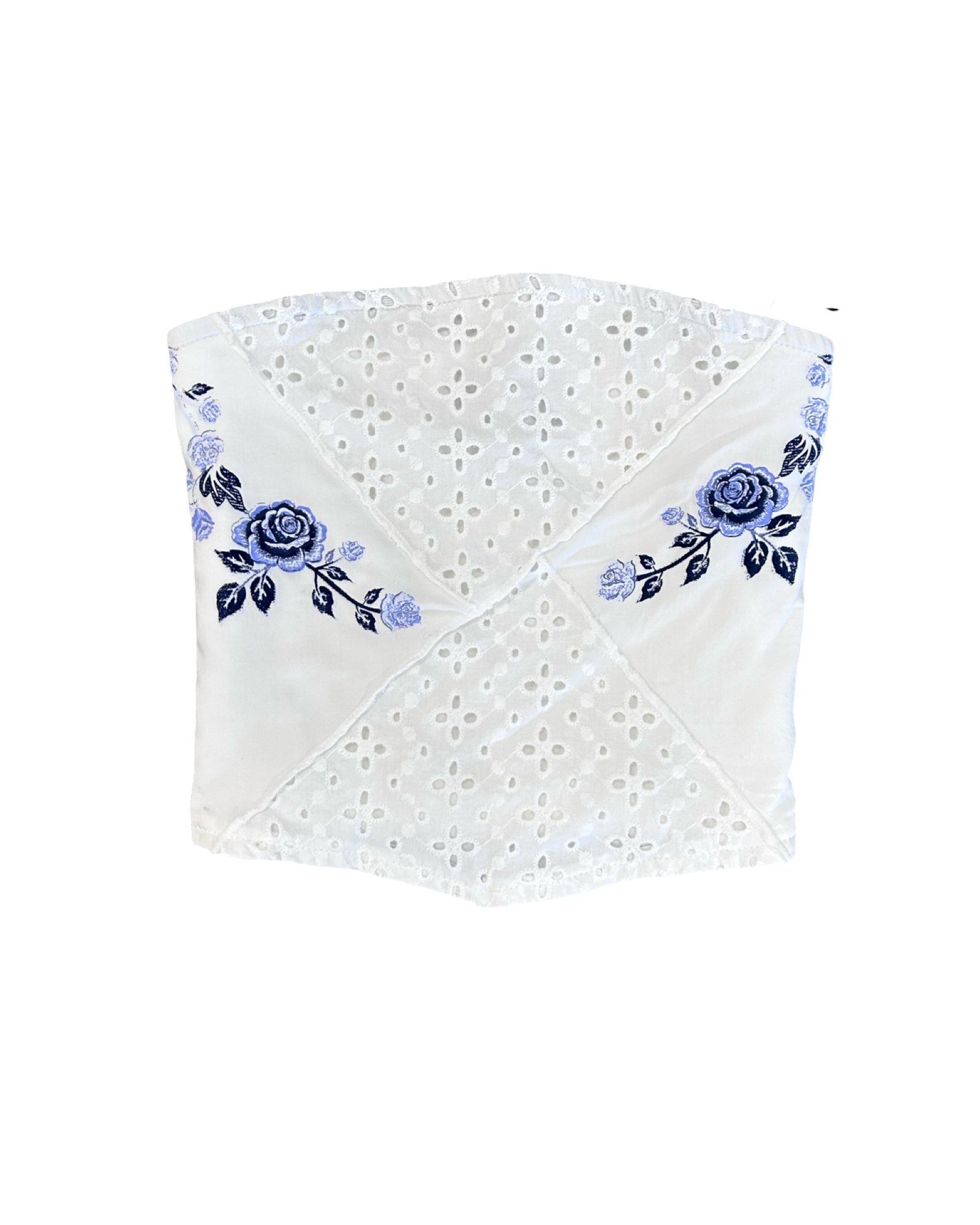 Girls White Eyelet Strapless Top