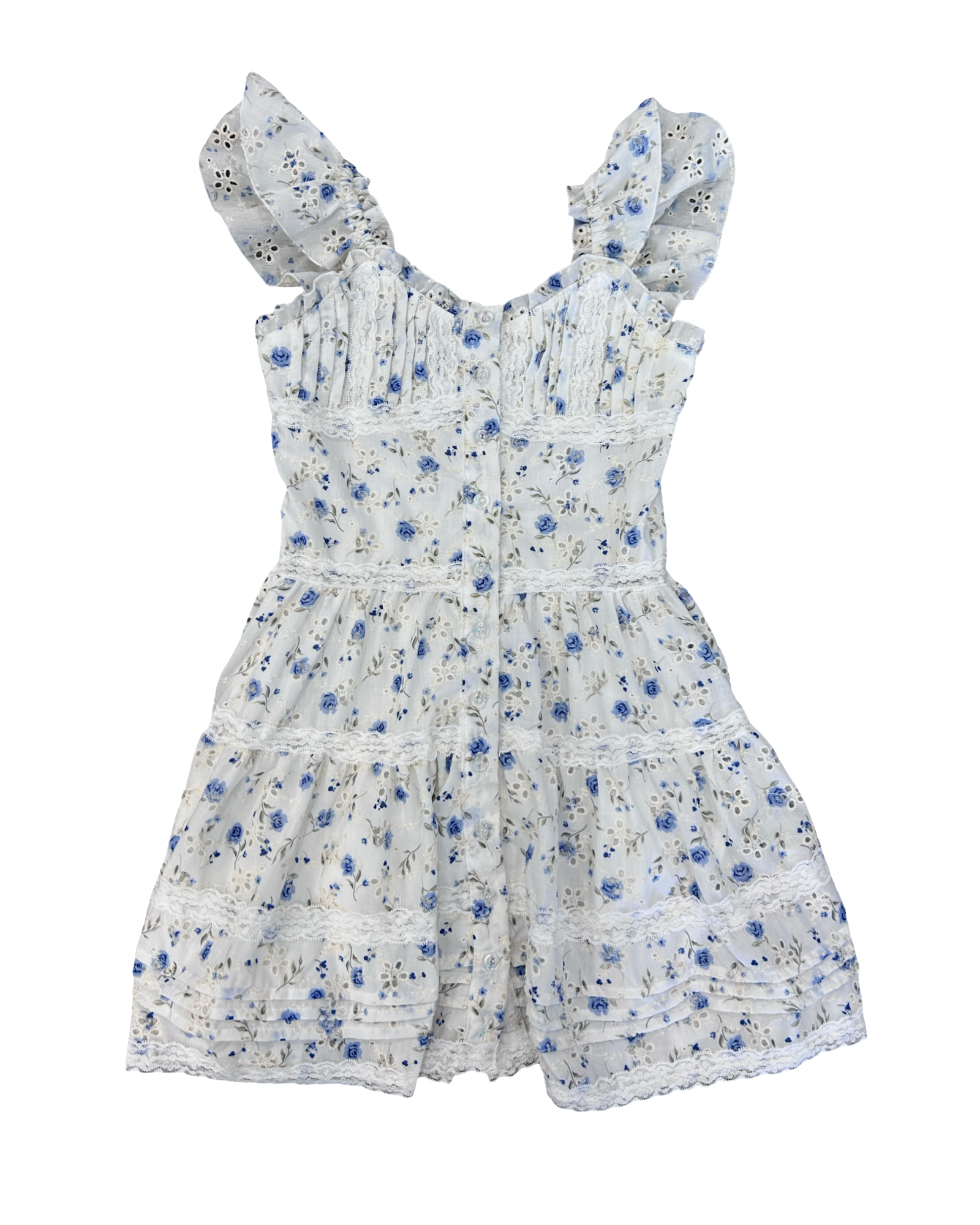 Girls Floral Button Front Dress
