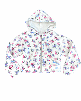 Girls White Floral Zip Hoodie