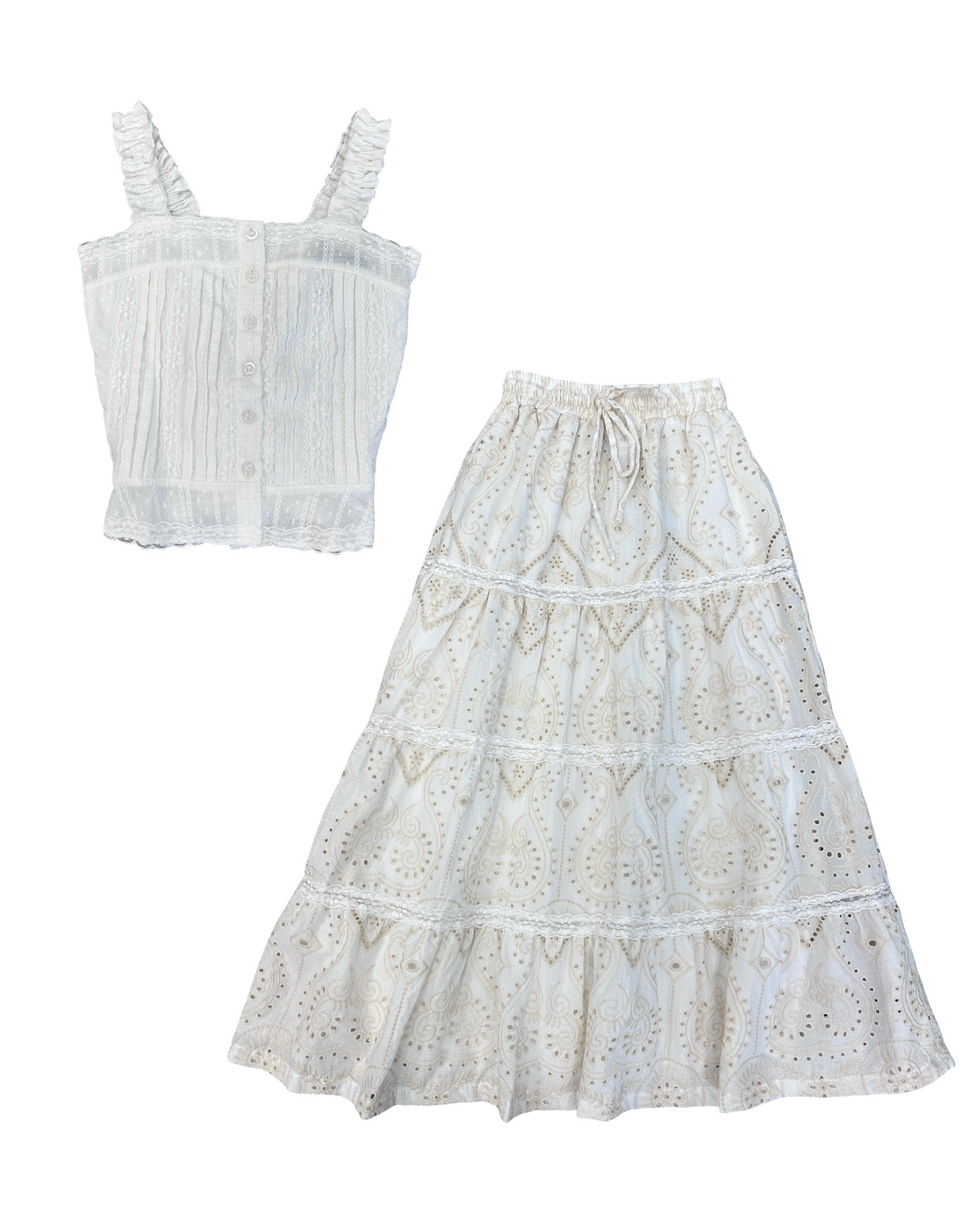 Girls Cream Maxi Skirt