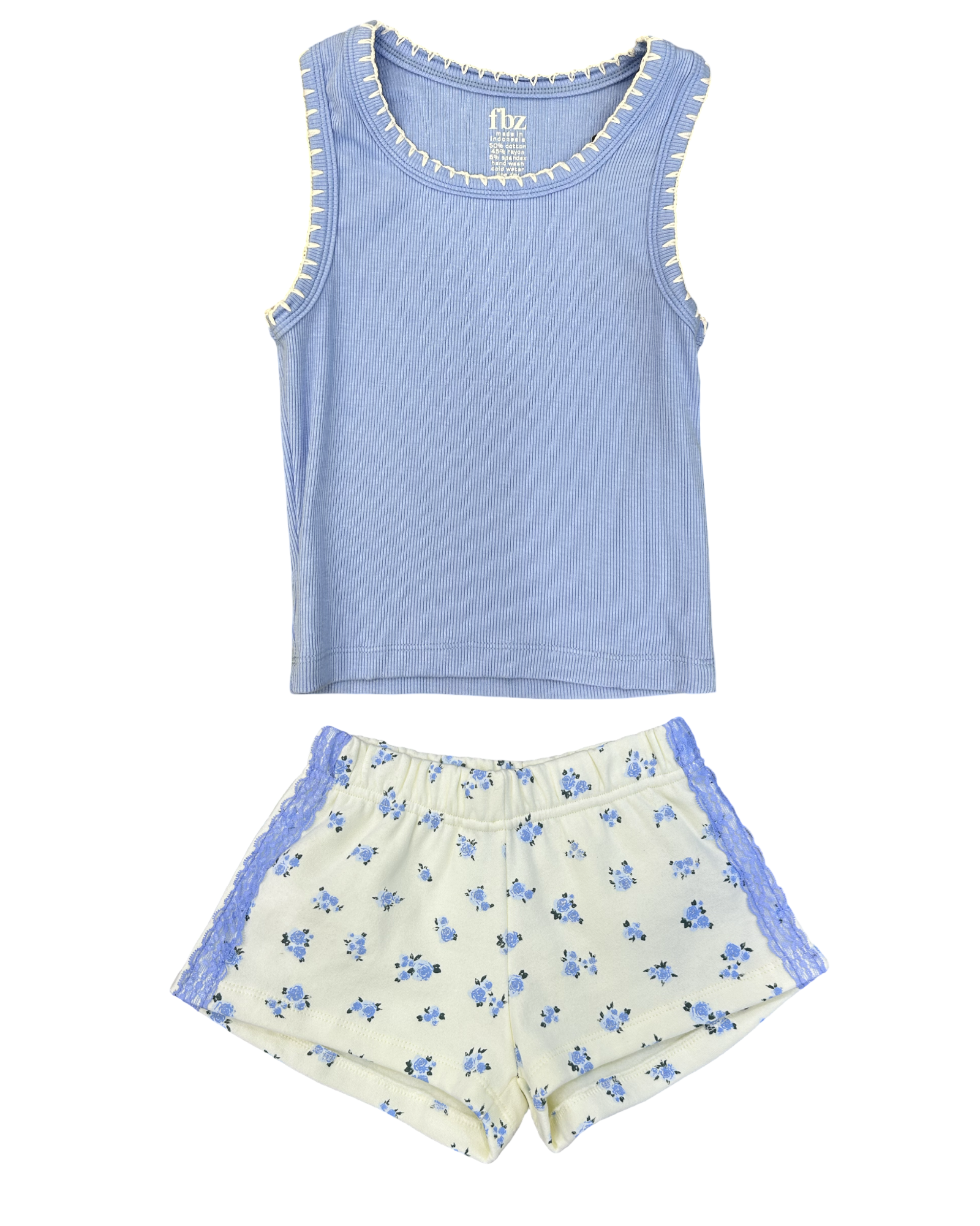 Girls Blue Ribbed Tank