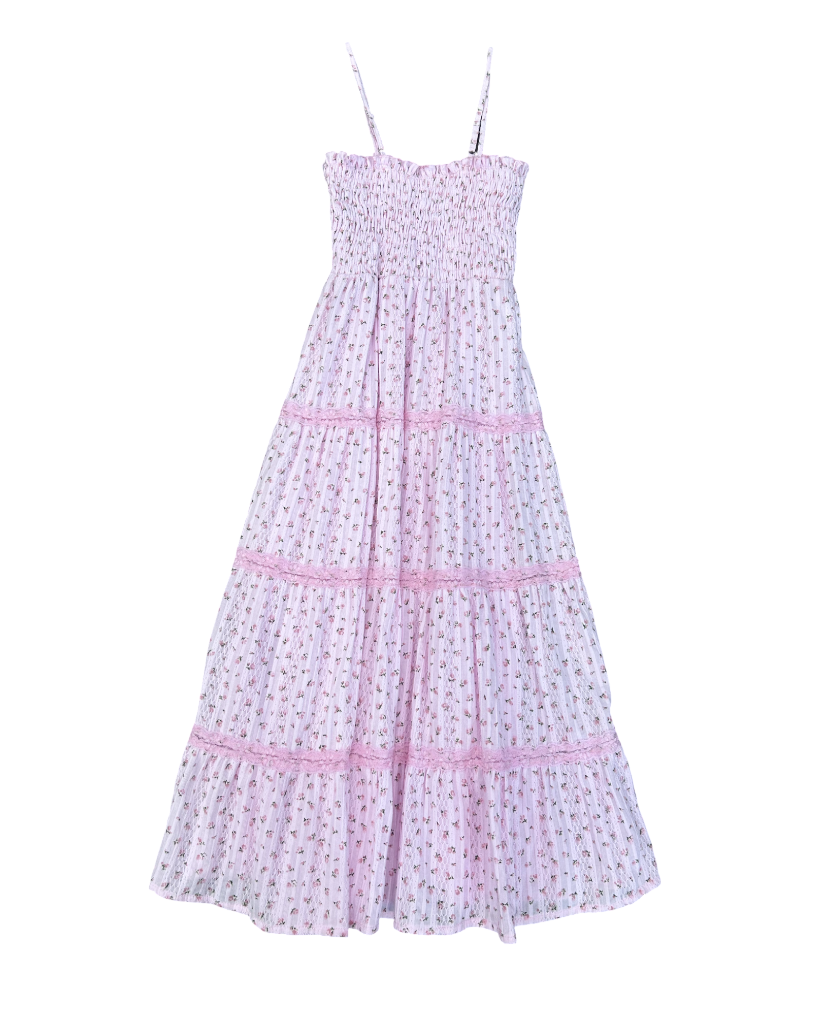 Girls Pink Floral Maxi Dress