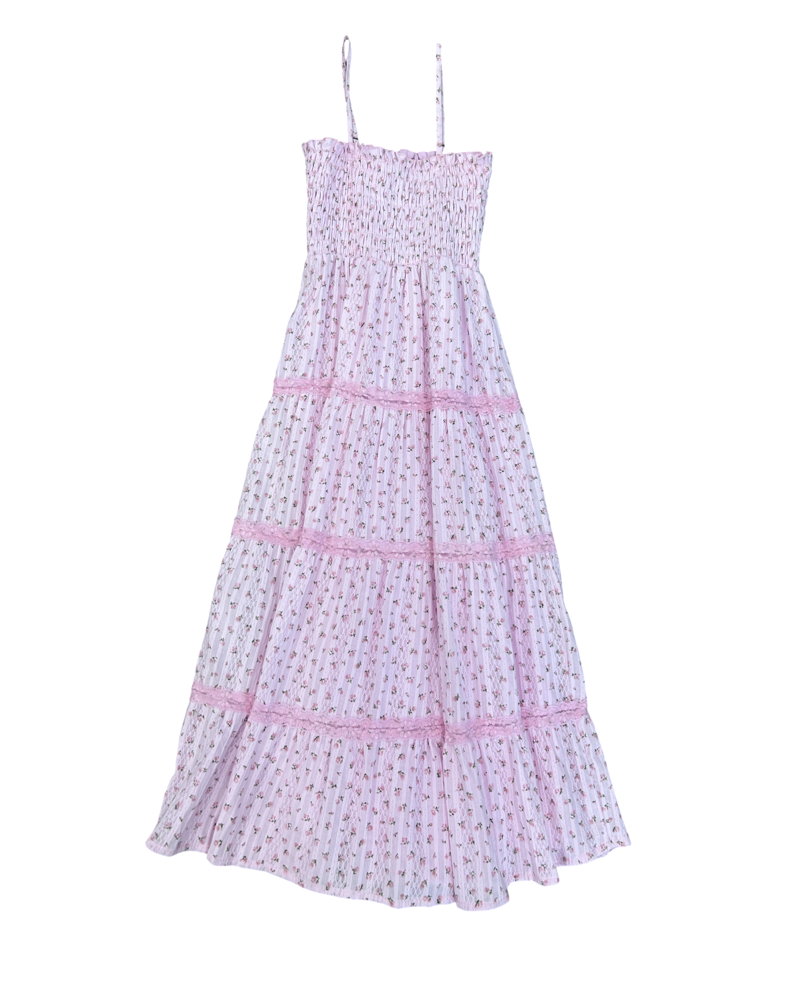 Girls Pink Floral Maxi Dress