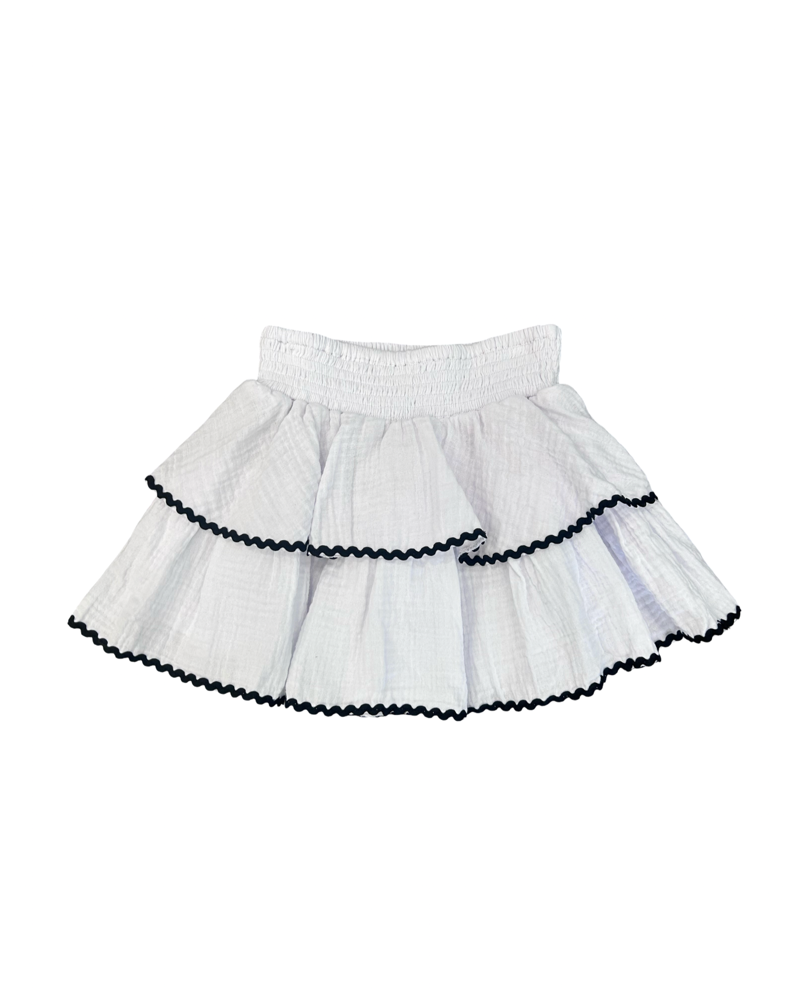 Girls White and Black Ruffle Skirt