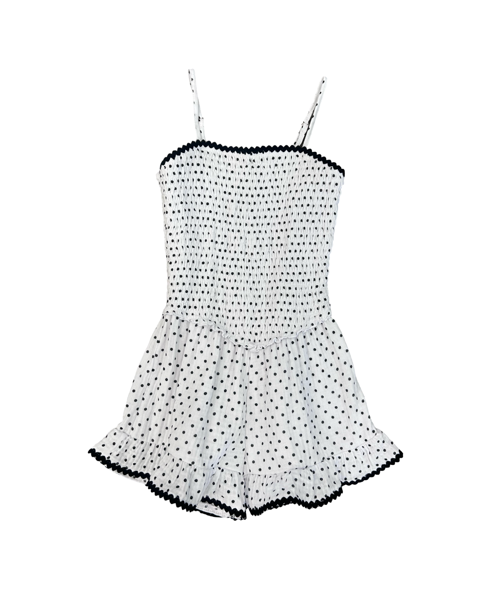 Girls Black and White Polka Dot Romper