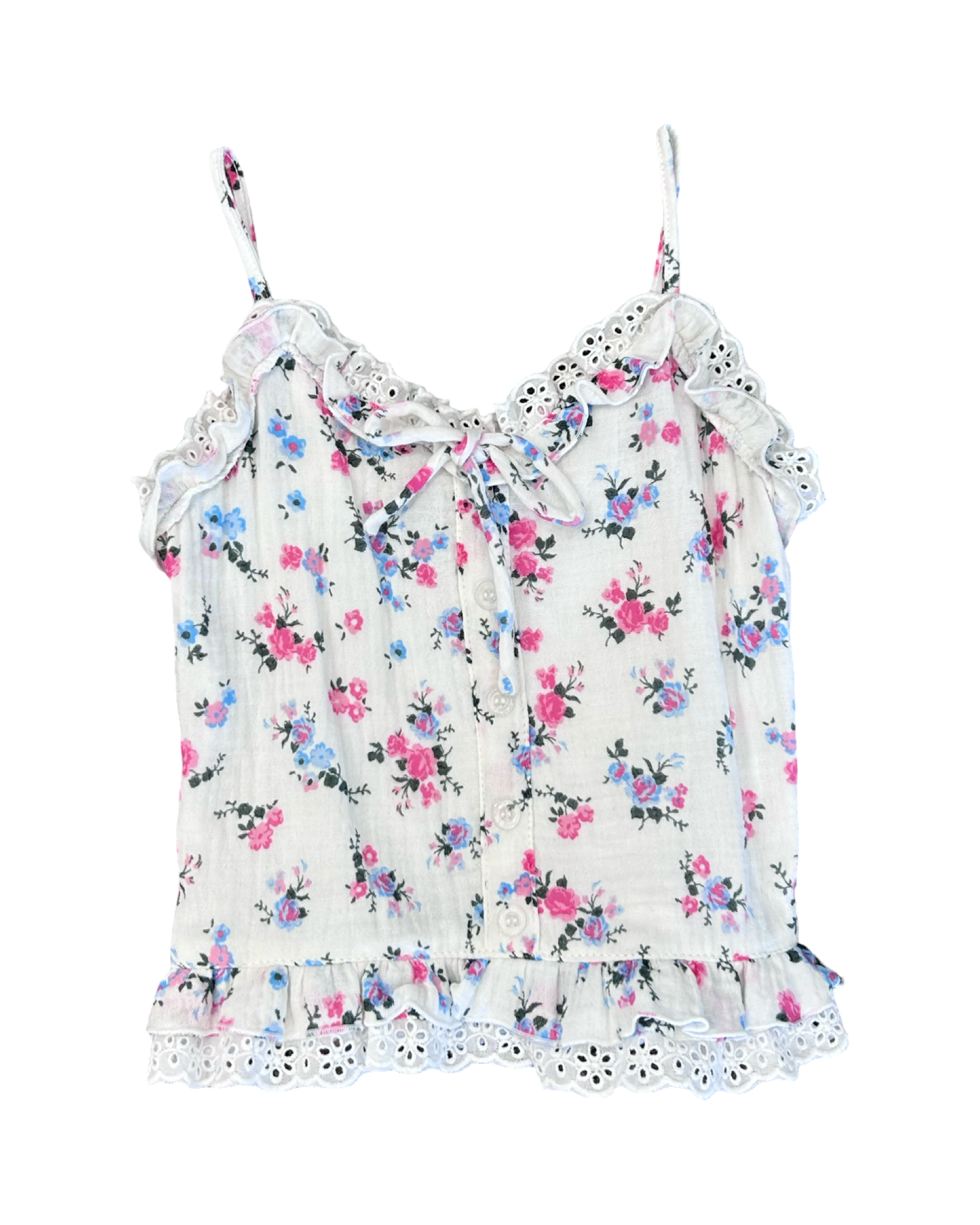 Girls White Floral Tank
