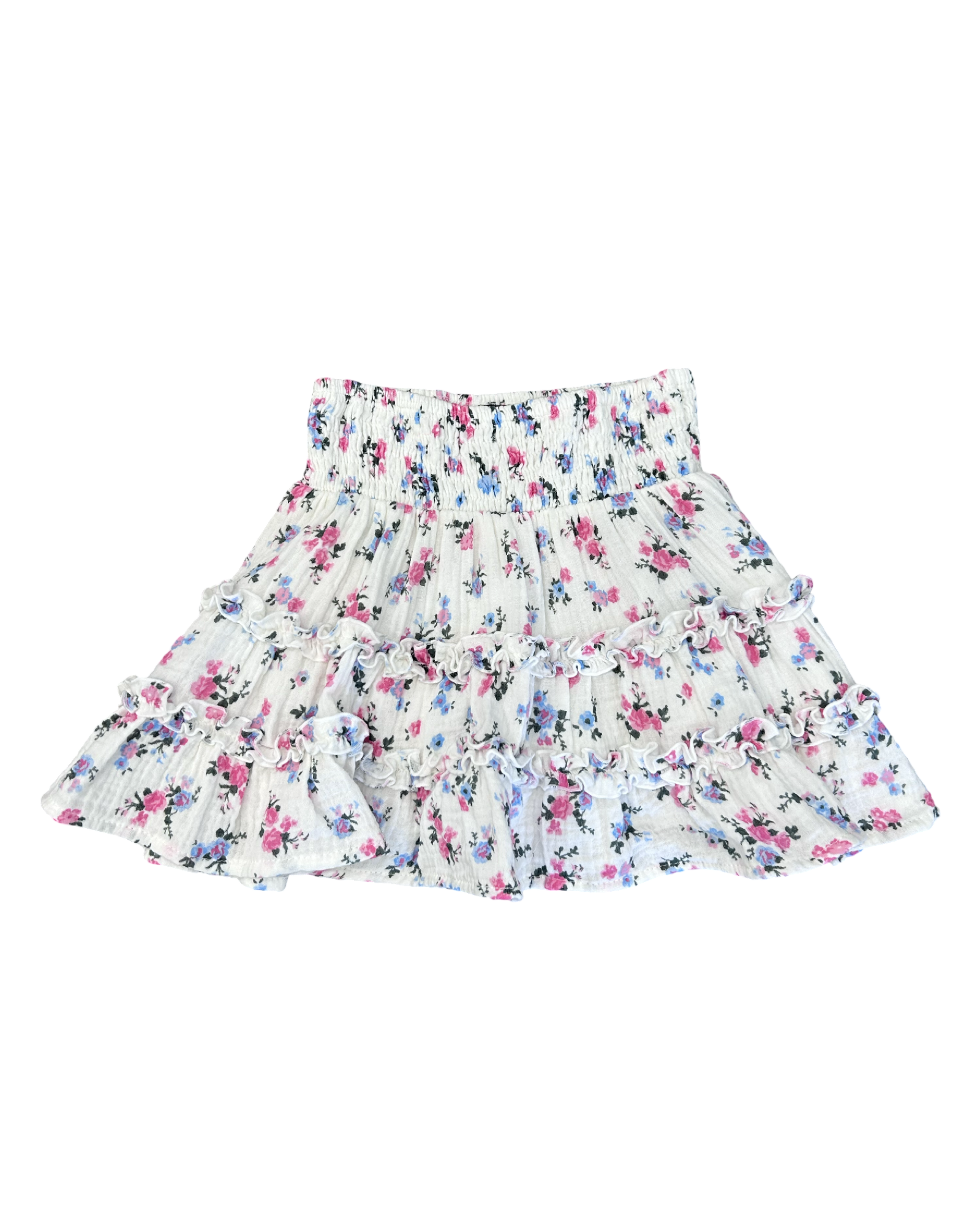 Girls White Floral Skirt