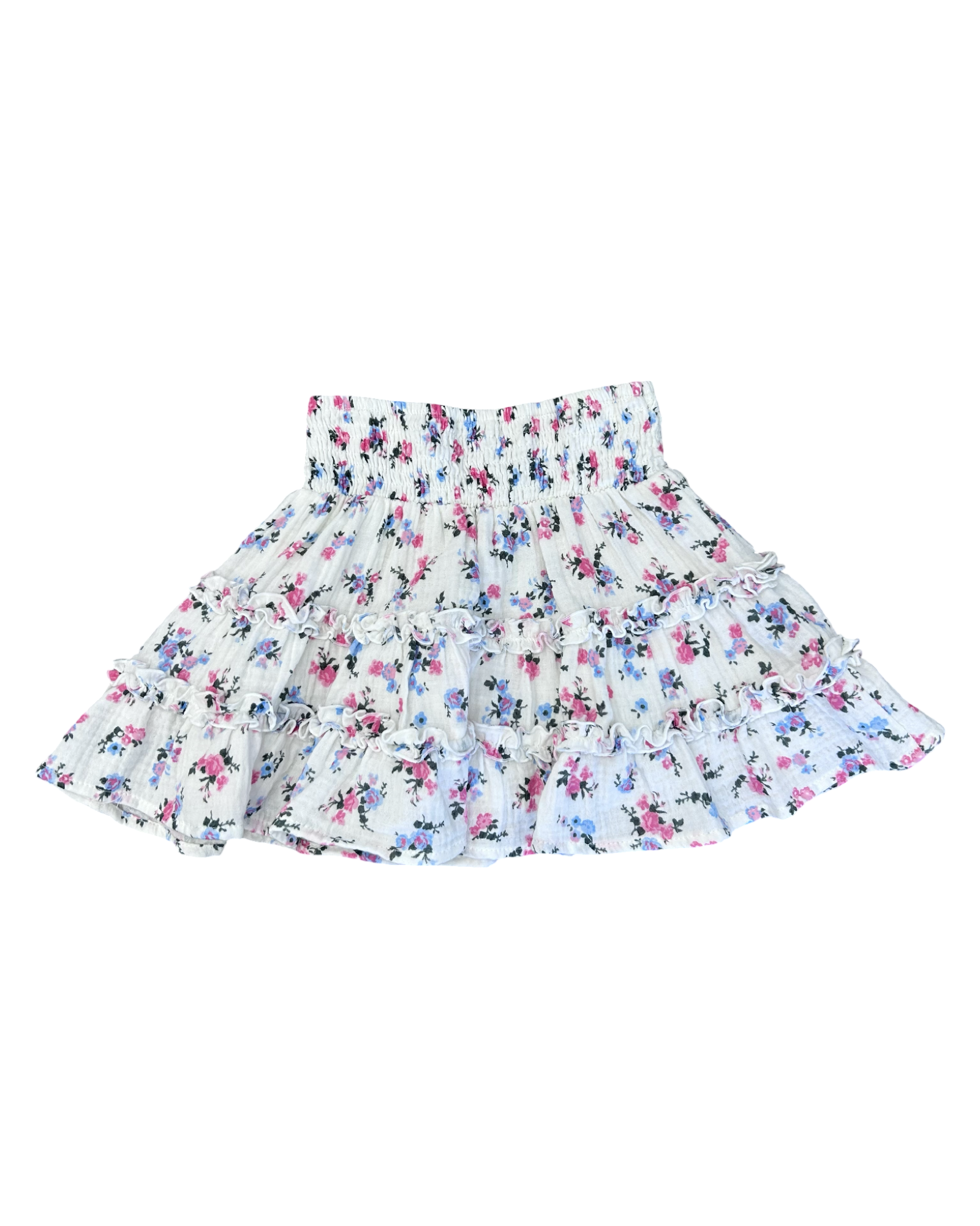 Girls White Floral Skirt