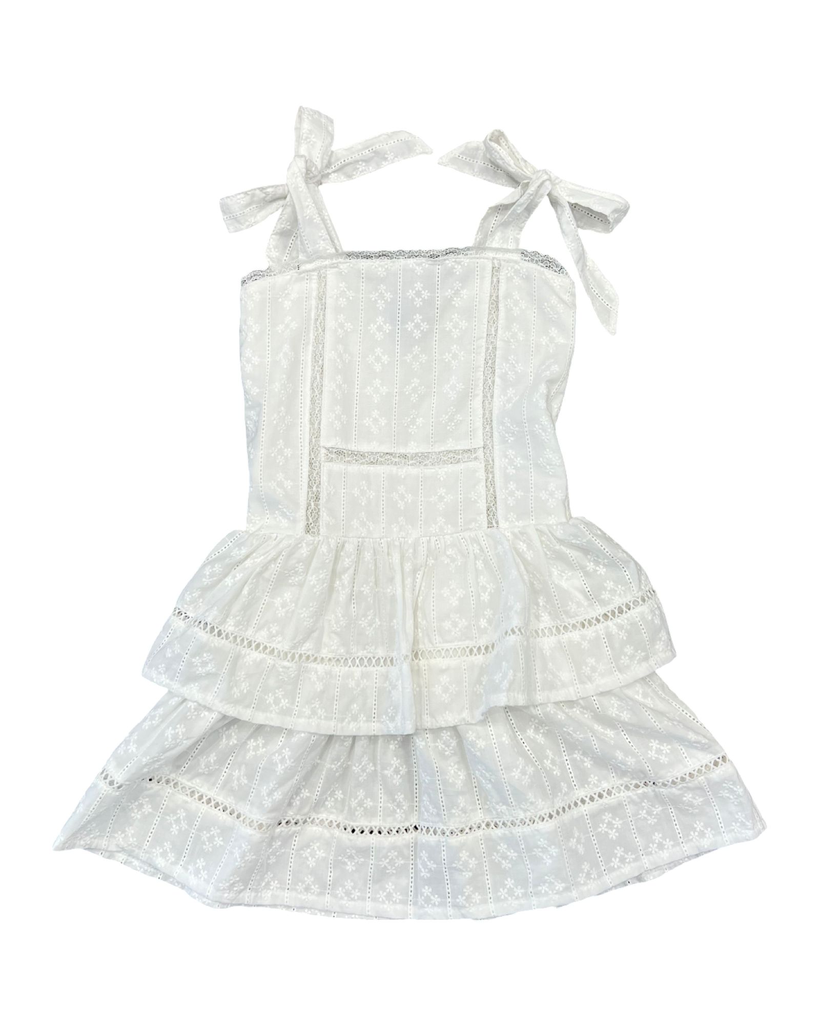 White Smocked Tie Shoulder Dress