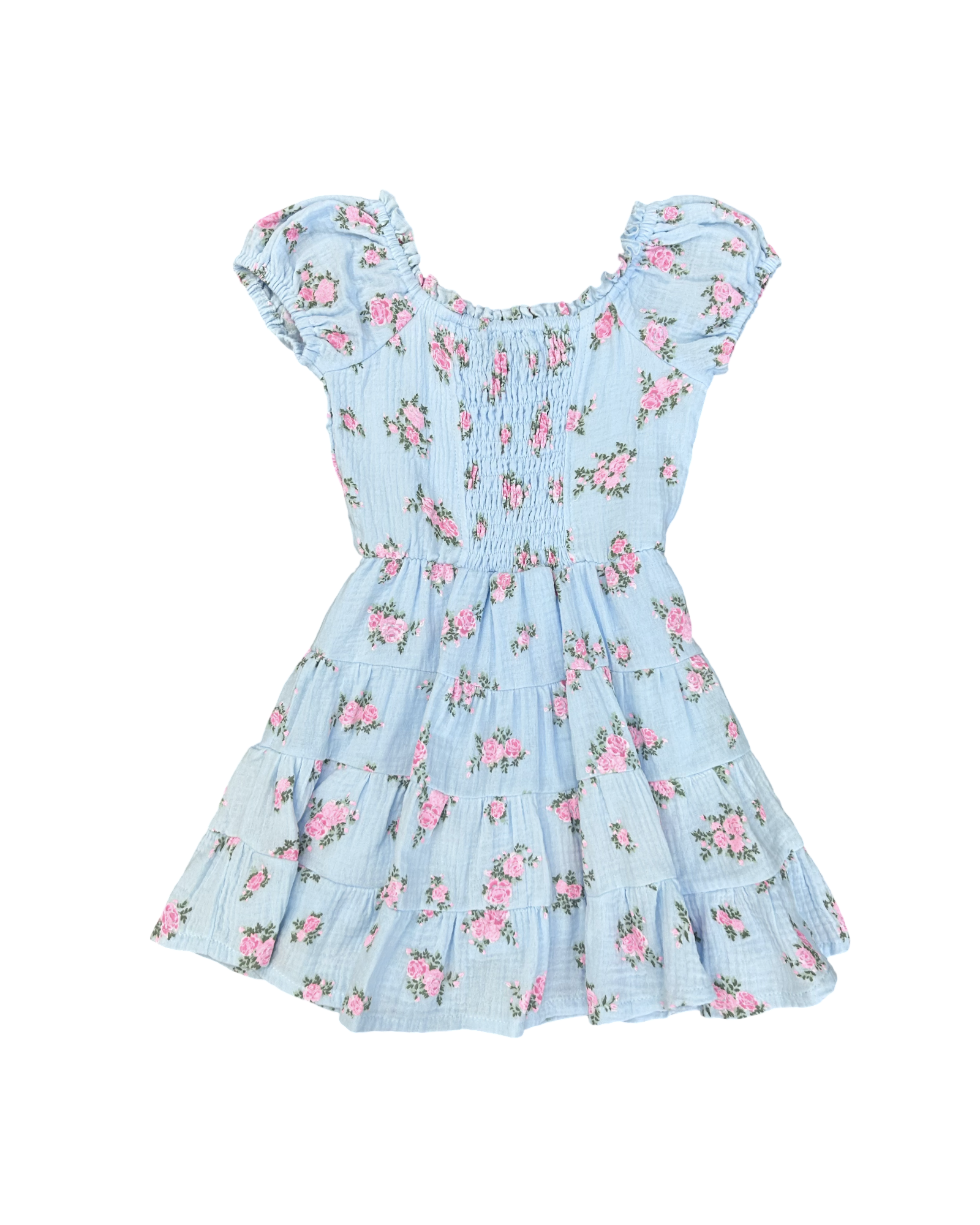 Girls Floral Puff Sleeve Dress