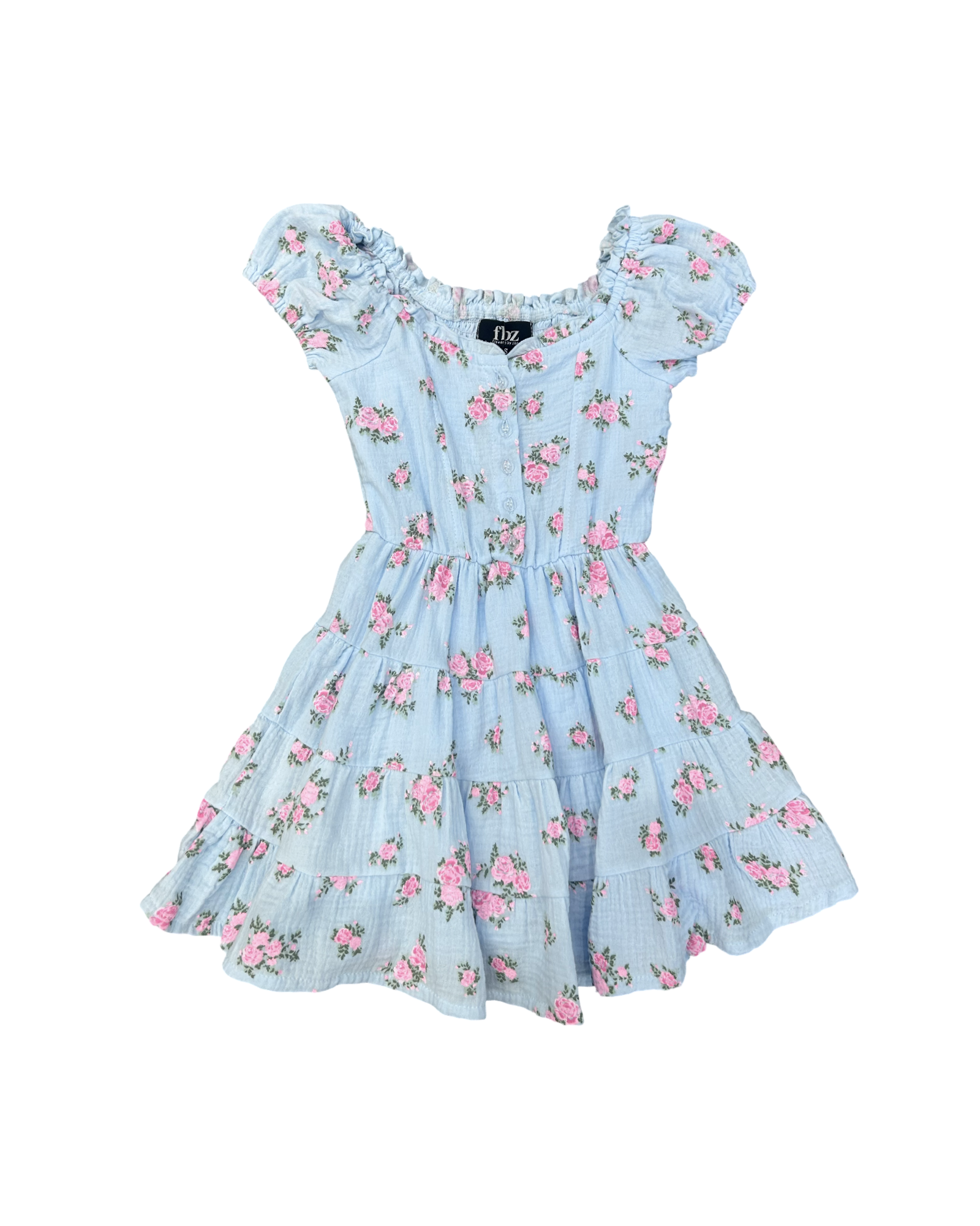 Girls Floral Puff Sleeve Dress