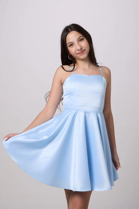 slim fit dress slacks Fit and Flare Party Dress in Longer Length 7 / Light Blue