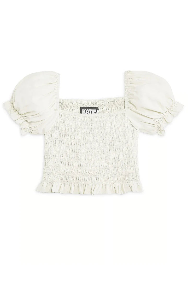 Tween Marlee Puff Sleeve Smocked Top - Winter White