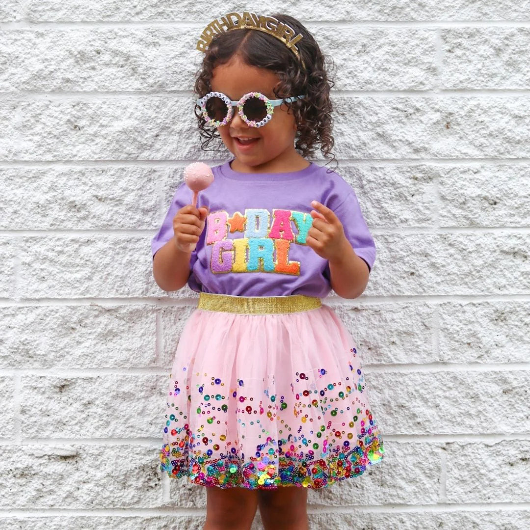 Birthday Girl Patch Short Sleeve T-Shirt - Lavender