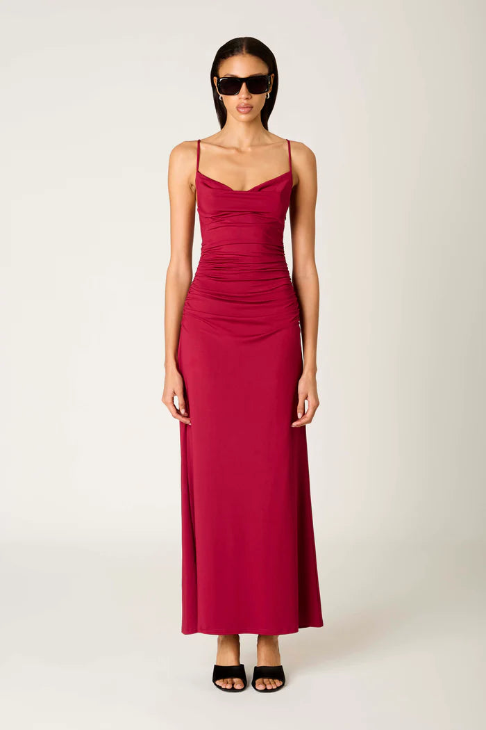 Ruched Cowl Neck Ina Maxi Dress