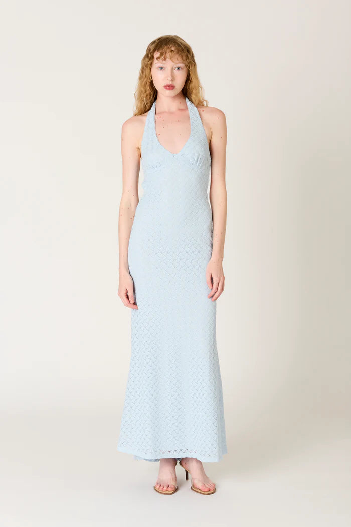 Pluma Halter Crochet Maxi Dress