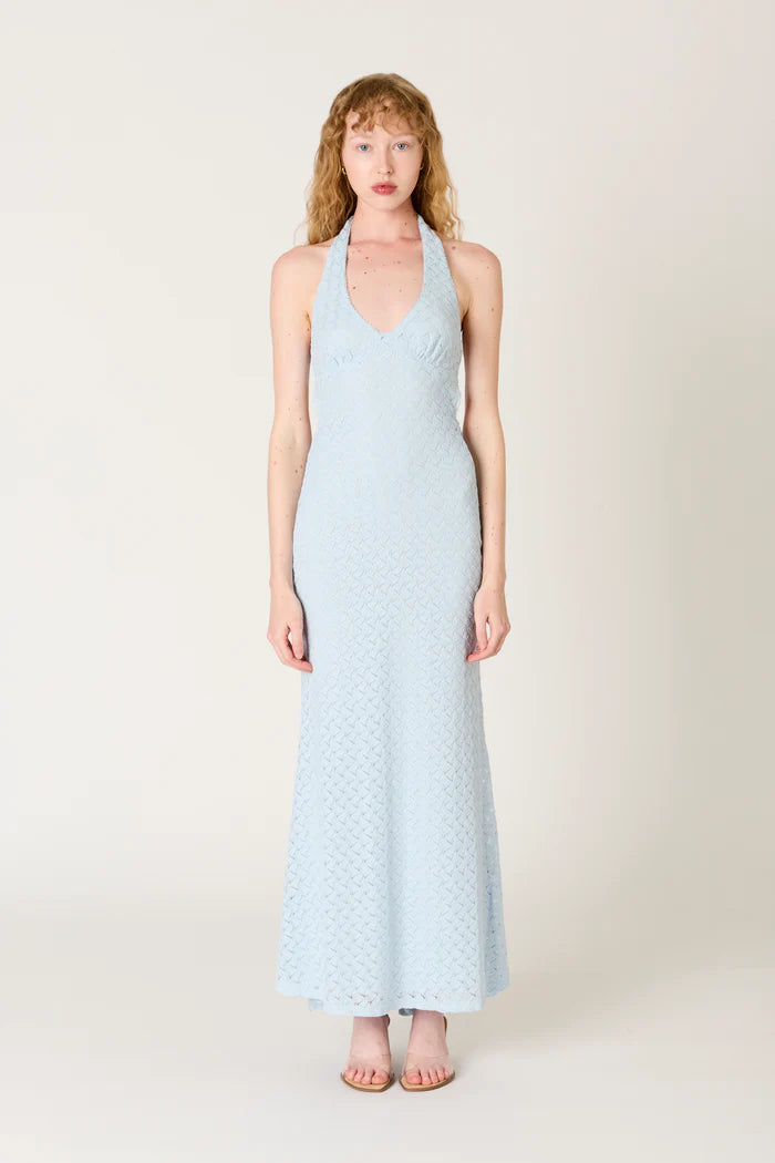 Pluma Halter Crochet Maxi Dress