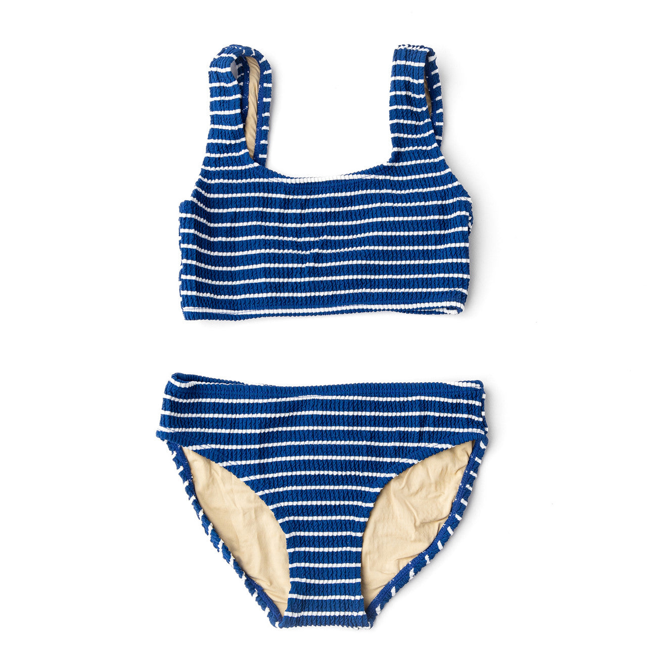 Girls Navy Stripe Crinkle Bikini