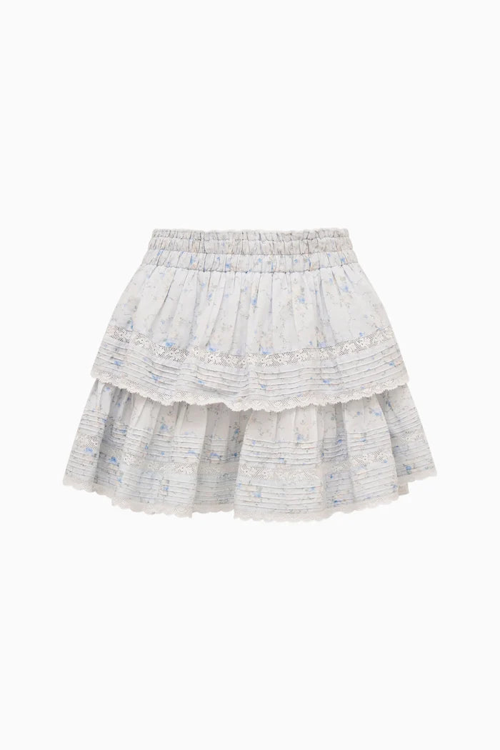 Ruffle Mini Floral Wreath Print Skirt