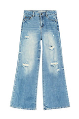 Girls Destructed Wide Leg Jeans