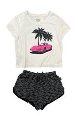 Girls Black Knit Drawstring Shorts