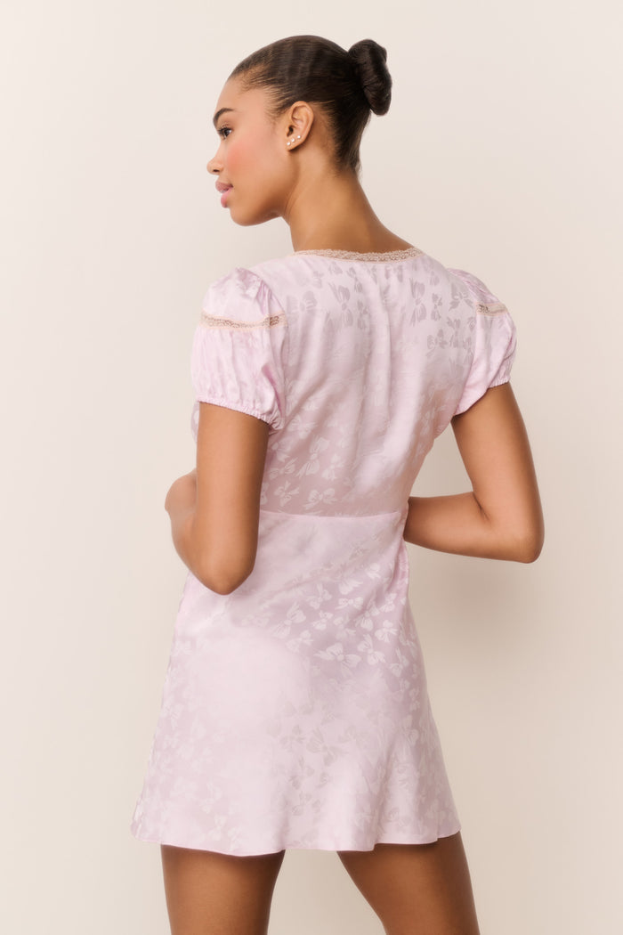 Sylara Silk-Blend Bow Jacquard Mini Dress