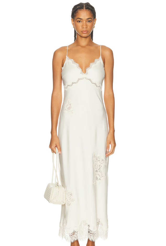 Sorone Satin Lace Maxi Slip Dress