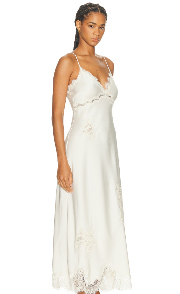 Sorone Satin Lace Maxi Slip Dress
