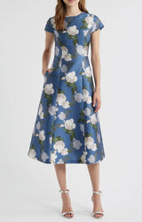 Jackie Floral Print Satin Cocktail Dress