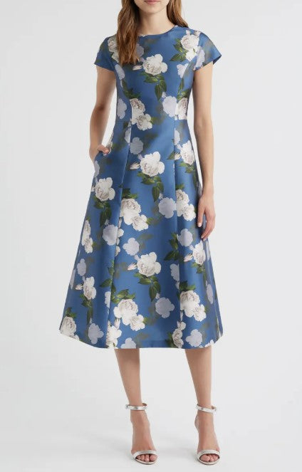 Jackie Floral Print Satin Cocktail Dress
