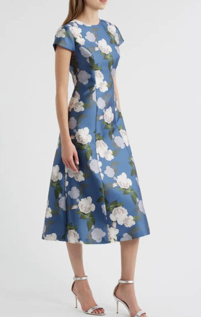 Jackie Floral Print Satin Cocktail Dress