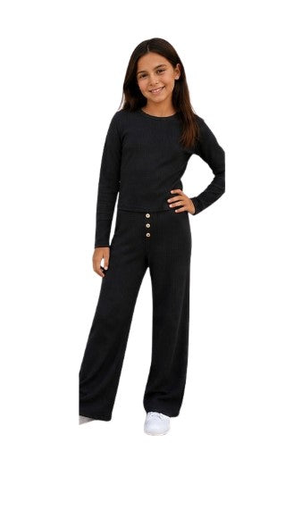 Girls Rickie Waffle Long Sleeve Top