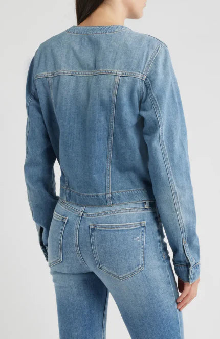 Collarless Denim Jacket