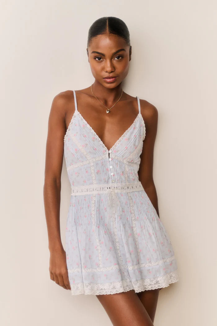 Zirelle Floral Cotton Lace-Trimmed Mini Dress